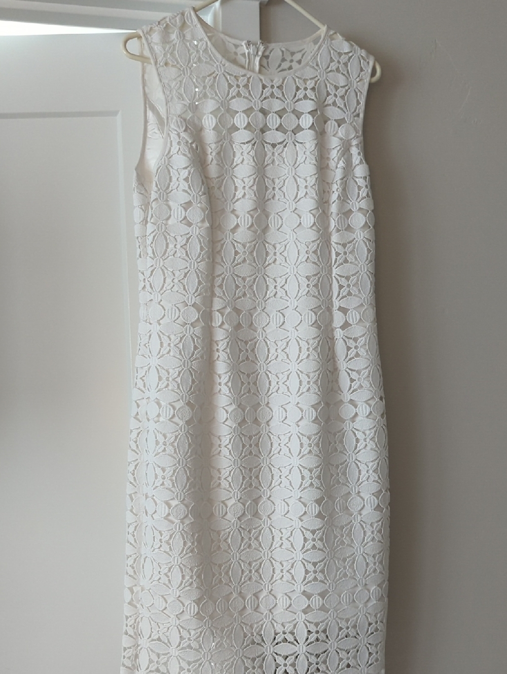 NWT White House Black Market White Sleeveless Lace Midi Dress